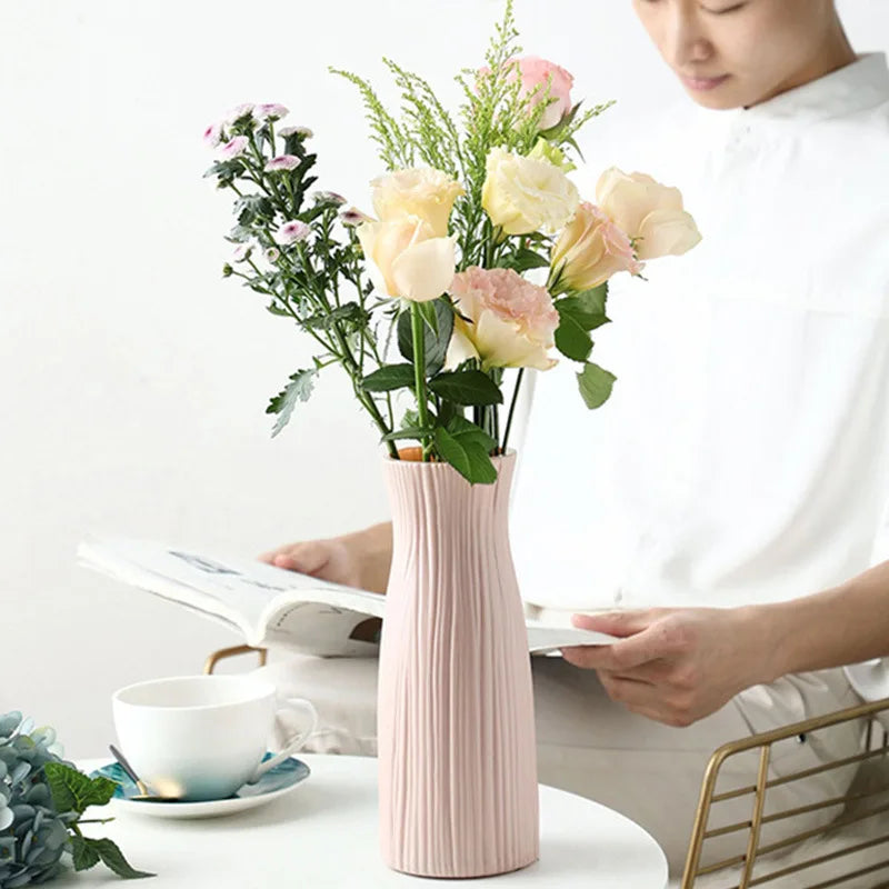 White Imitation Ceramic Plastic Vase